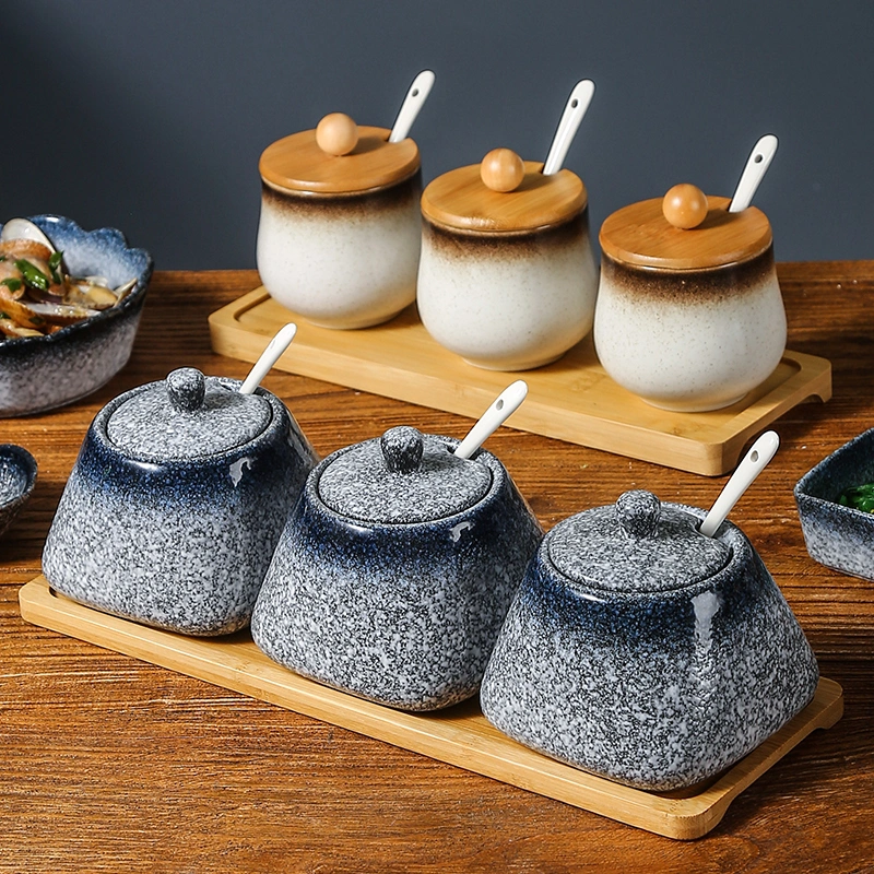 Japanese Style Ceramic Chili Oil Condiment Bottle And Jar Combination Set