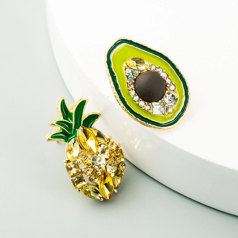 Earrings Women's Asymmetric Pineapple Avocado