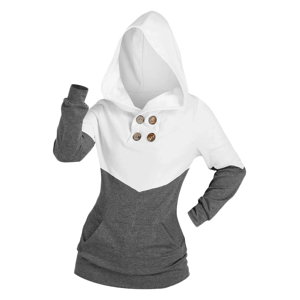 FSHAOES Women's Casual Hoodies Long Sleeve Hooded Sweatshirts Casual Loose Colorblock Lightweight Pullover Tops with Pockets