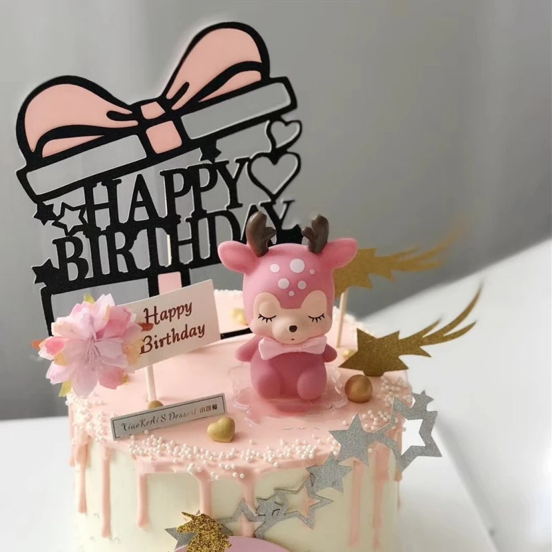 Gift Box Series Happy Birthday Cake Decoration Insert Card