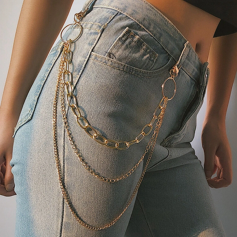 Retro Long Metal Punk Waist Chain Unisex Accessories