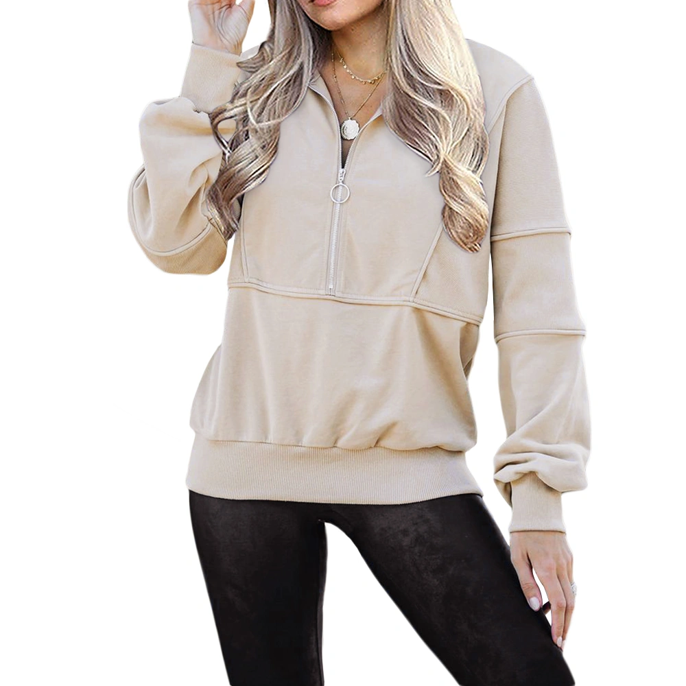 FSHAOES Women's Casual Long Sleeve Zipper Sweatshirt Loose Cozy Half Zip Up Pullover Tops