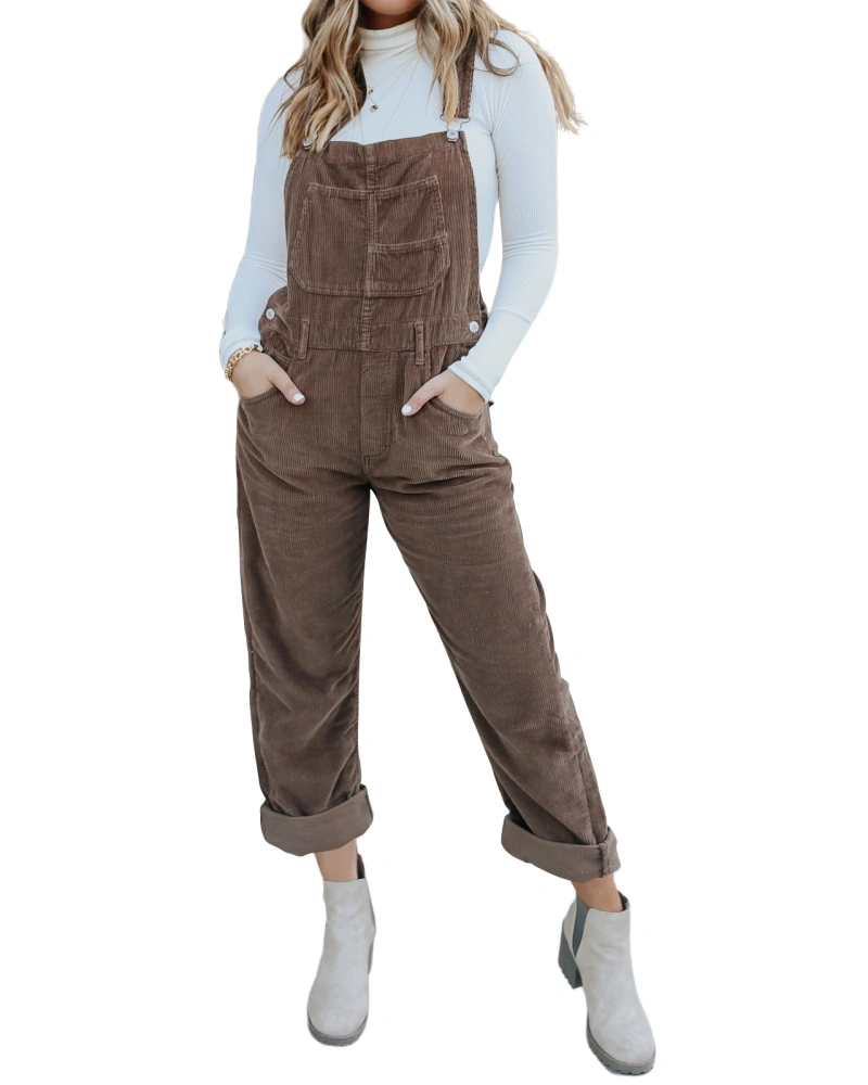 Onedreamer Womens Corduroy Overalls Adjustable Straps Baggy Bib Corduroy Jumpsuit Casual Corduroy with Pockets