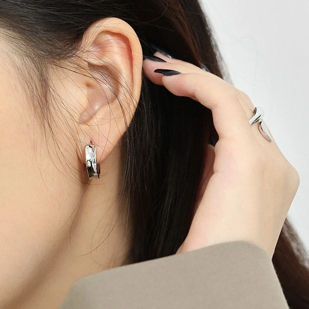 Korean Version Of Ins Geometric Circle Smooth S925 Sterling Silver Earrings For Women