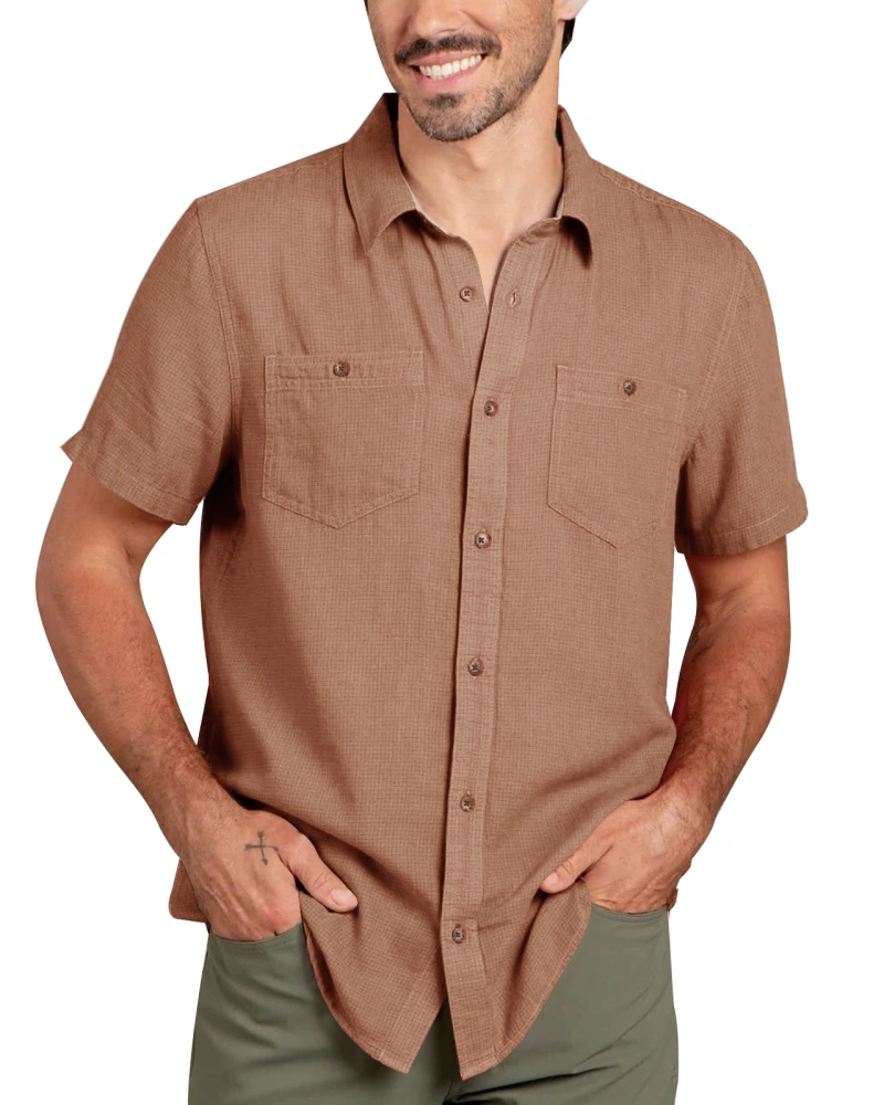 Mens Casual Button Down Shirt聽Short Sleeve Summer Casual聽Cotton Tees Beach Classic Woven Tops