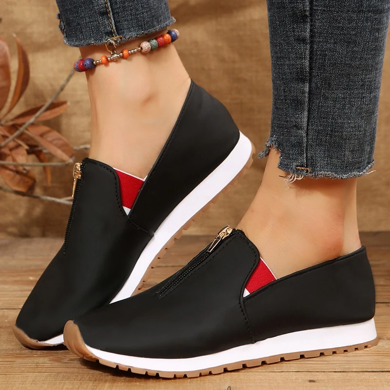 Large Size Women's Spring New Zipper Casual Shoes