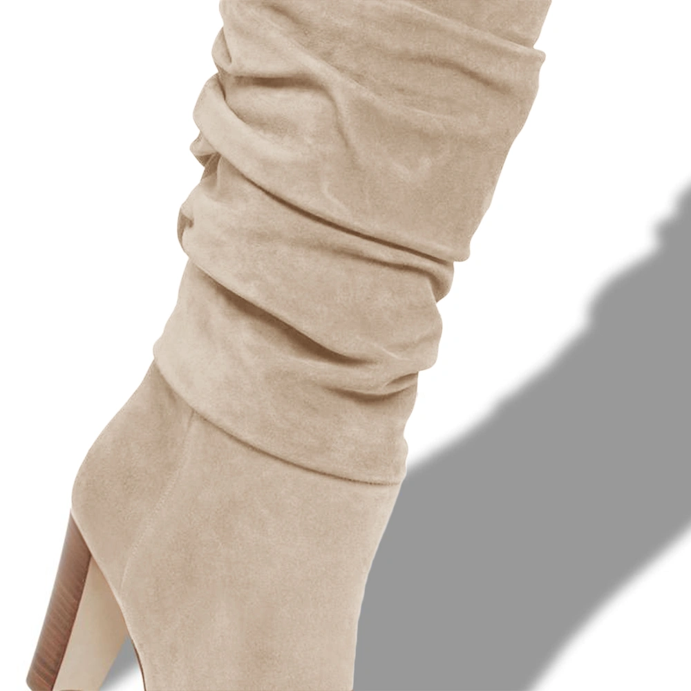 Juliet Holy Womens Knee High Boots Pointed Toe Pull On Chunky Heel Winter Booties