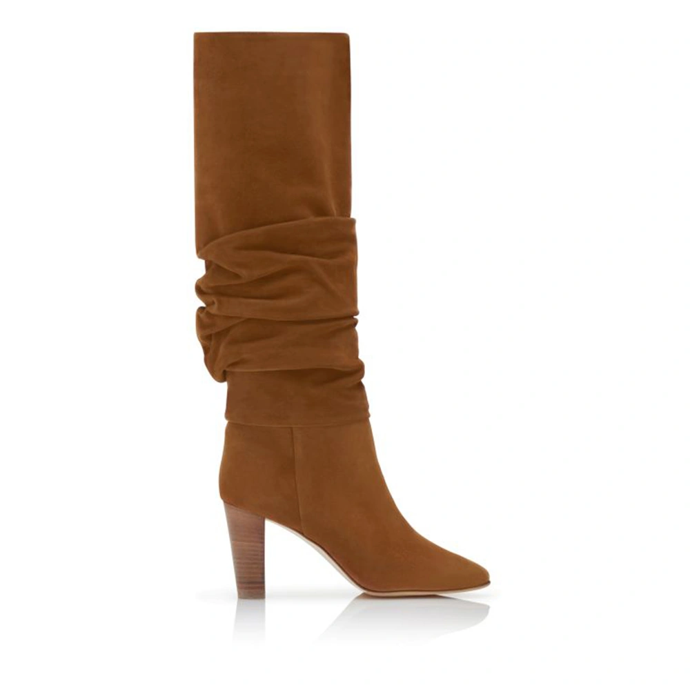 Juliet Holy Womens Knee High Boots Pointed Toe Pull On Chunky Heel Winter Booties
