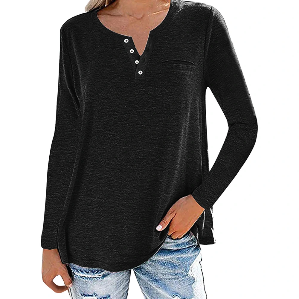 Aiopr Women's Henley V Neck T Shirts Short Sleeve Casual Loose Summer Tops Tees Blouses Tunics