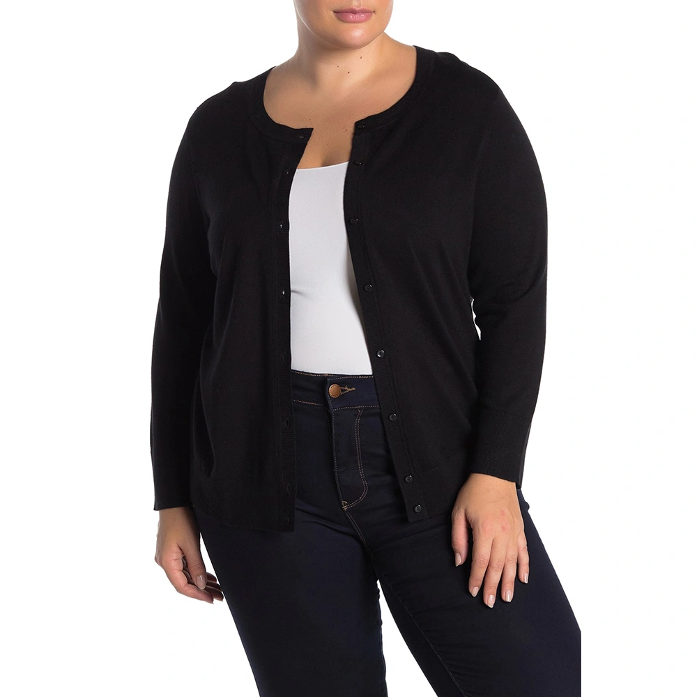 Genayge Women's Plus Size Button Down Open Front Cardigan Lightweight Knit Shrug Sweaters