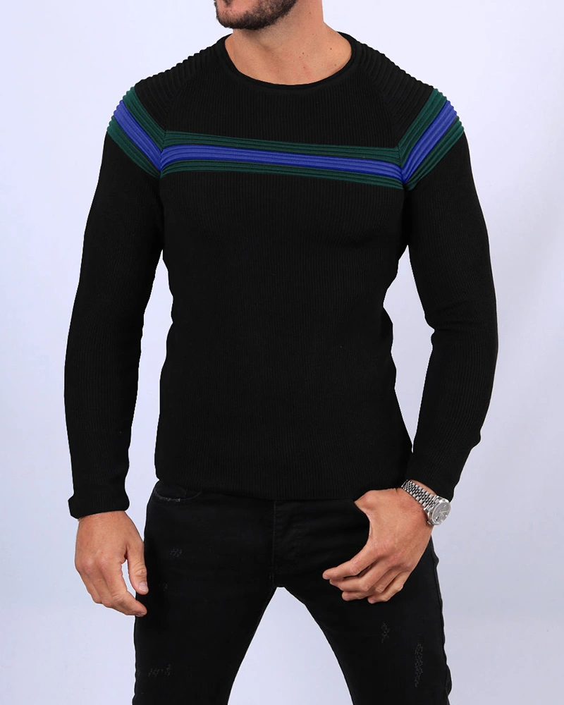 Doubauen Men's Crewneck Sweater Stylish Knitted Pullover Slim Fit Jumper Tops