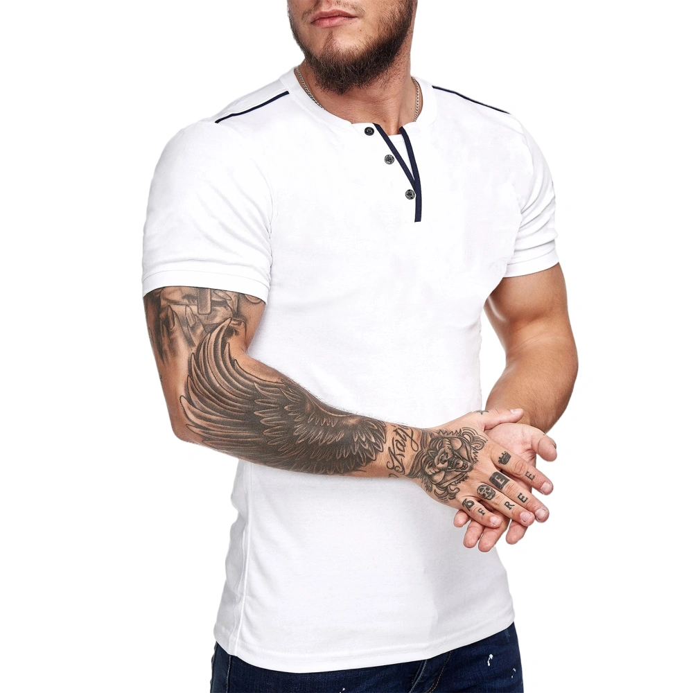 Zuoyouzi Men's Short Sleeve Henley T Shirts Casual Slim Fit Summer Basic Plain Beefy Tee Shirts