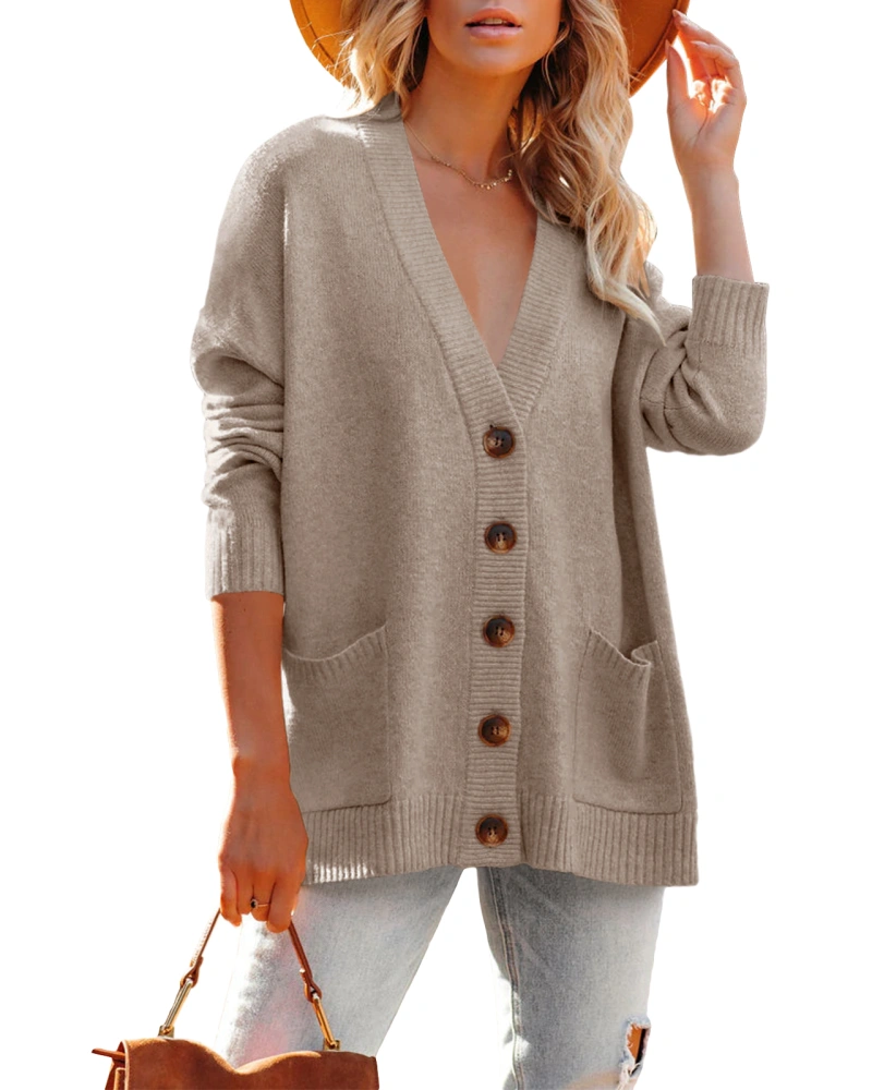 Midusany 2022 Fall Women's Long Sleeve Open Front Knit Cardigan Button-Down Pocket Sweaters Cozy Outwear Casual Soft Coat