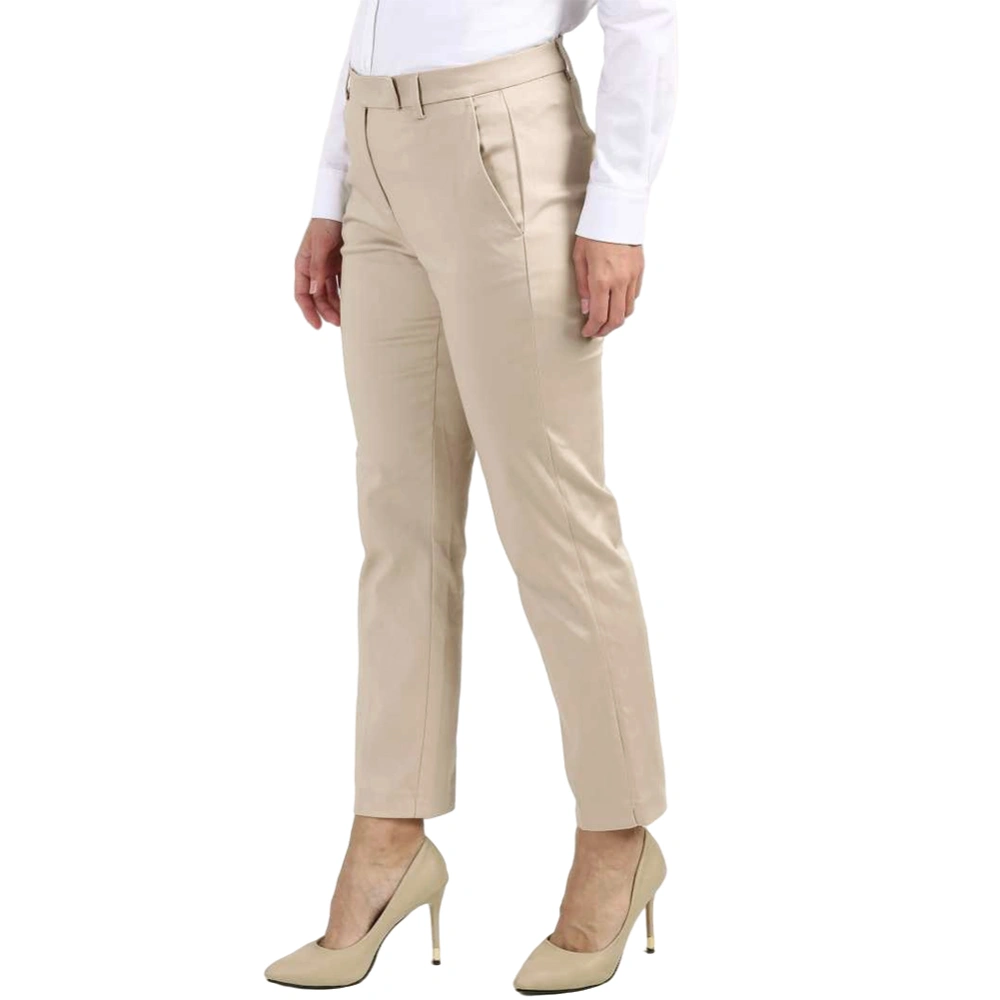 QVESELU Women's Straight Solid Color Pants Buttons and Zipper Closure Trousers with Pocks