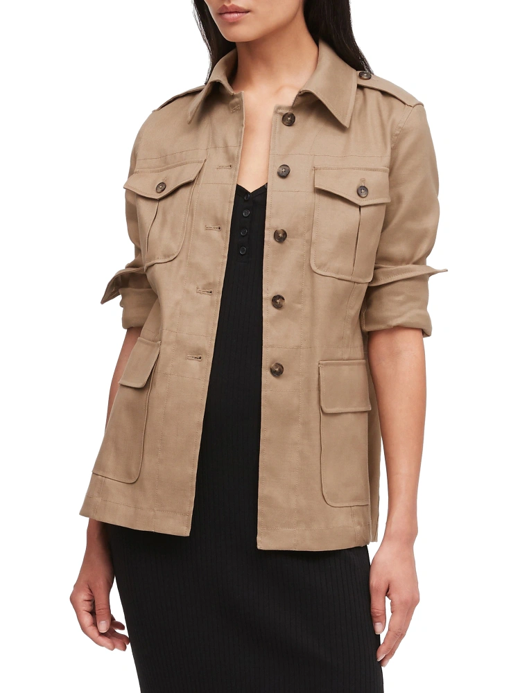 Women's Classic Casual Jacket Shell Trench Coat Four Pocket Soft Fashion Comfy Transitional Jacket