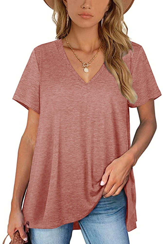 Uifely Women's Short Sleeve V Neck Tops Summer Basic Tee Casual Loose Fit Tshirts