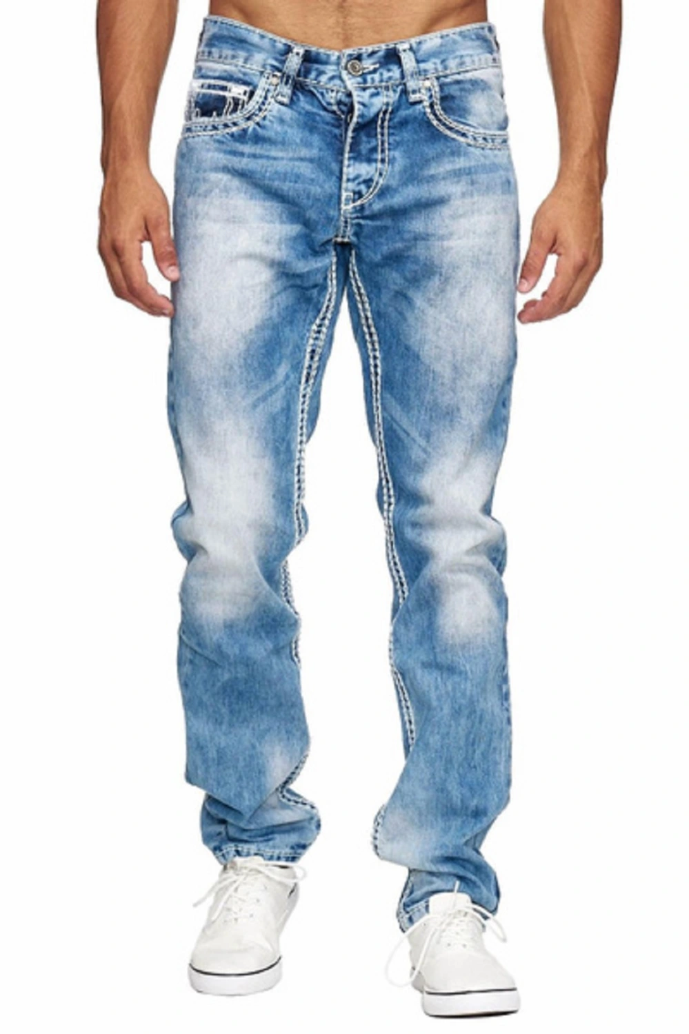 Slim Fit Stretch Jeans for Men, Distressed Denim Pants Basic Street Classic Casual Relaxed Trousers Athletic Wear