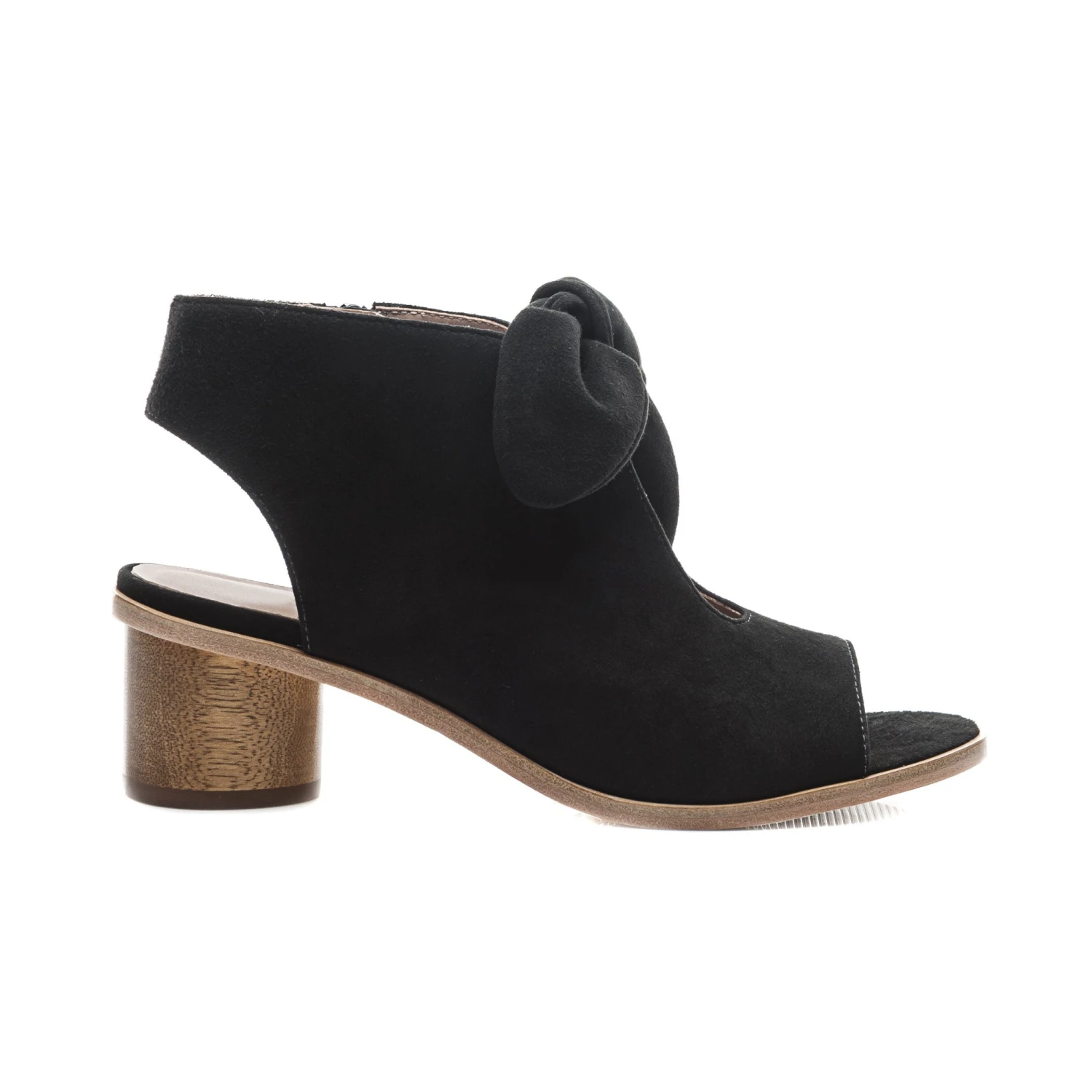 Womens Bow Knot Sandals Peep Toe Cut Out Side Zipper Boots Chunky Block Heel Slingback Shoes