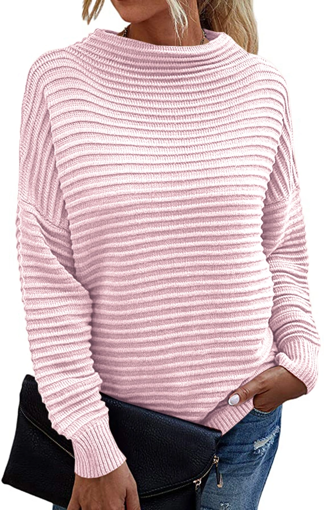 Danedvi Womens Sweaters Fall Winter 2022 Fashion Long Sleeve Pullover Ribbed Ladies Lightweight Sweater Tops