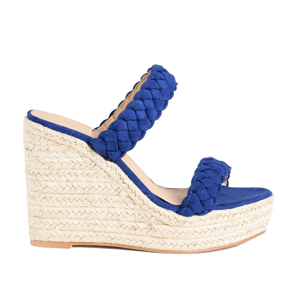 Coutgo Womens Wedge Platform Sandals Espadrilles Two Strap Woven Slip On Summer Cute Slide Sandals