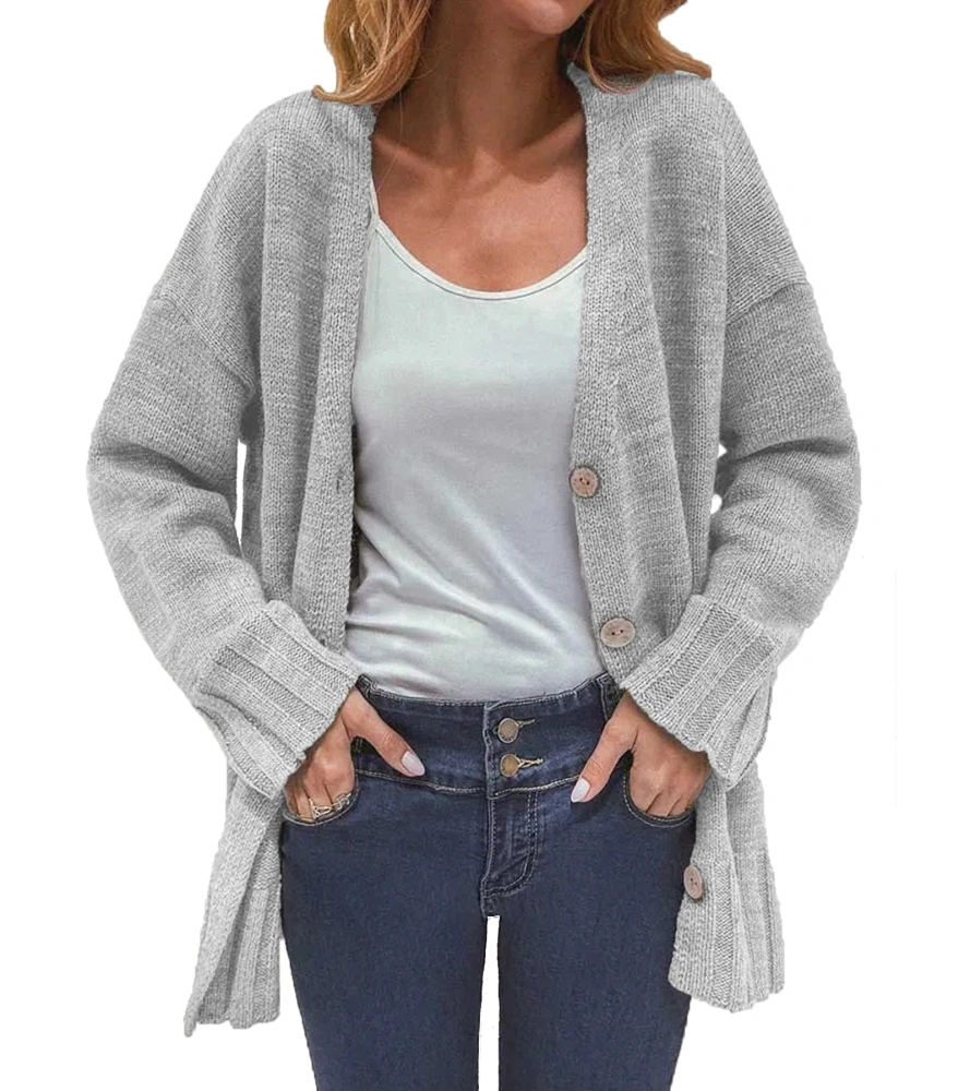 Lueluoye Women's Cardigan Sweater Casual Long Sleeve Button Down Open Front Knit Outwear Coat