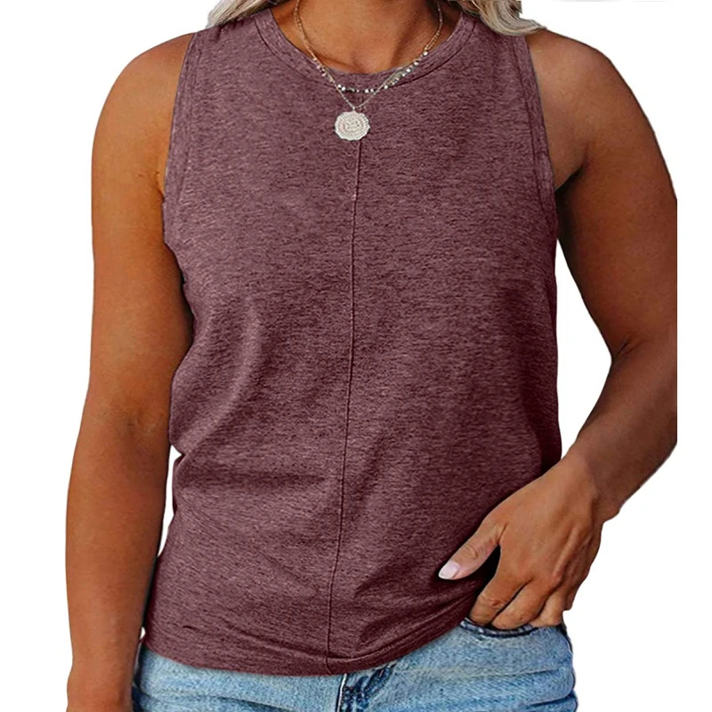 Women Plus Size Tops Casual Loose Tee Shirts Crewneck T Shirt Basic Sleeveless Tank Top