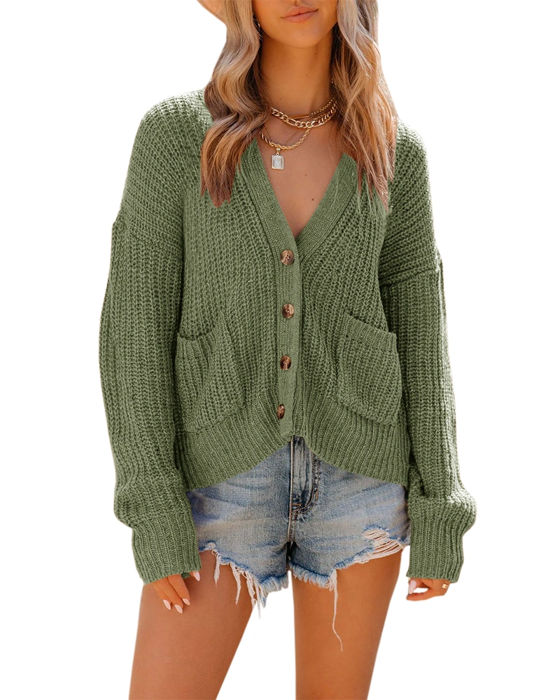 Women's Fall Cardigan Sweaters Plus Size Button Up Long Sleeve Knit Chunky Outerwear