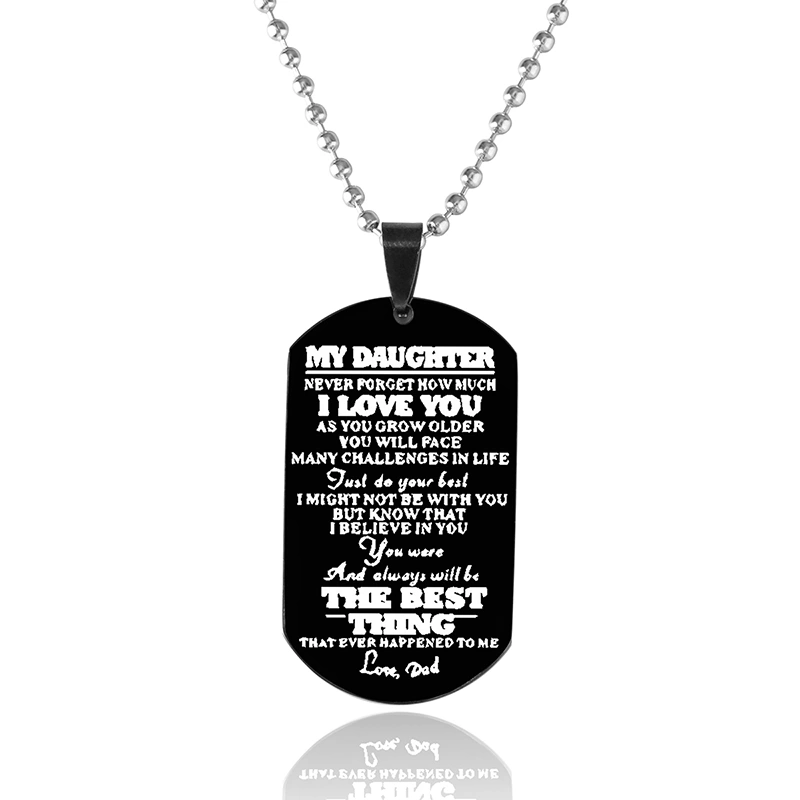 I Love You Grand Army Brand Silver Black Stainless Steel Pendant Necklace For Daughter Son