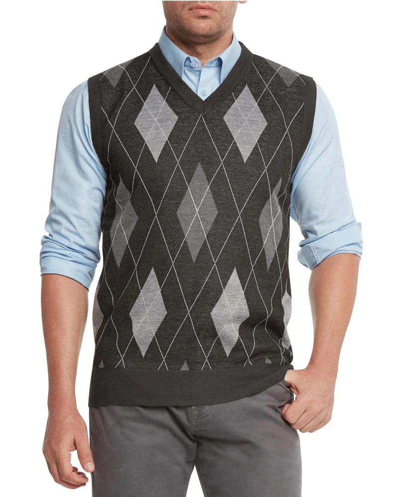 MNCEGEER Mens Argyle Knitwear Vest V Neck Sleeveless Casual Slim Fit Pullover Knitted Sweater