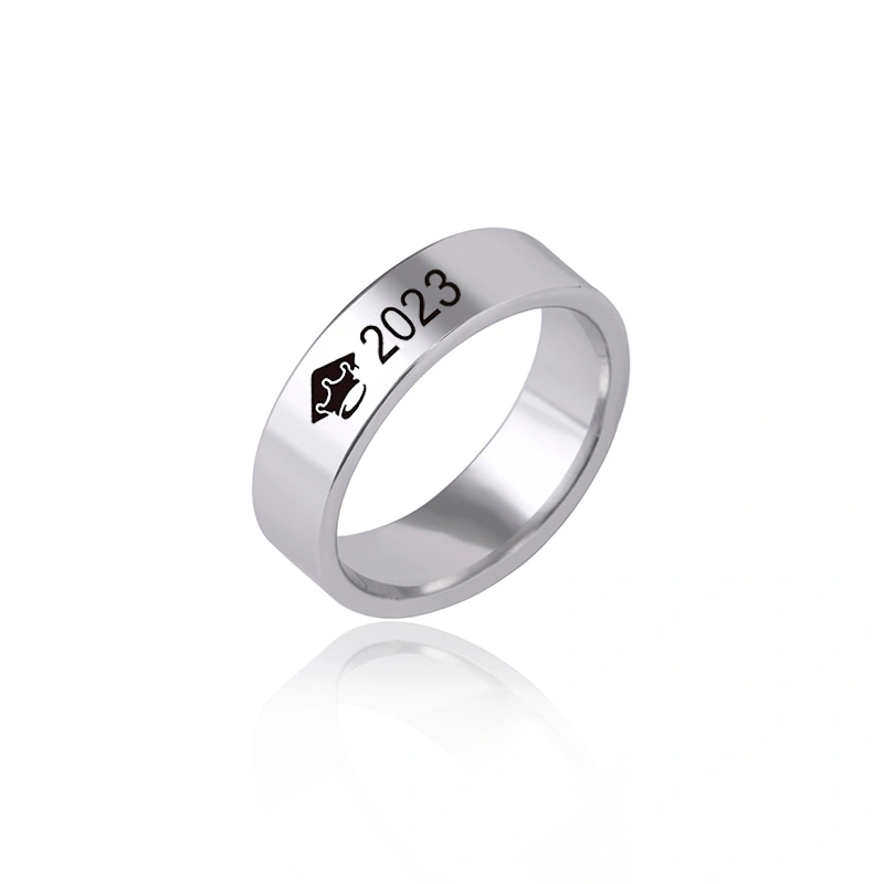 New Graduation Cap Stainless Steel Ring Silver Black For Men Women Graduation Gift