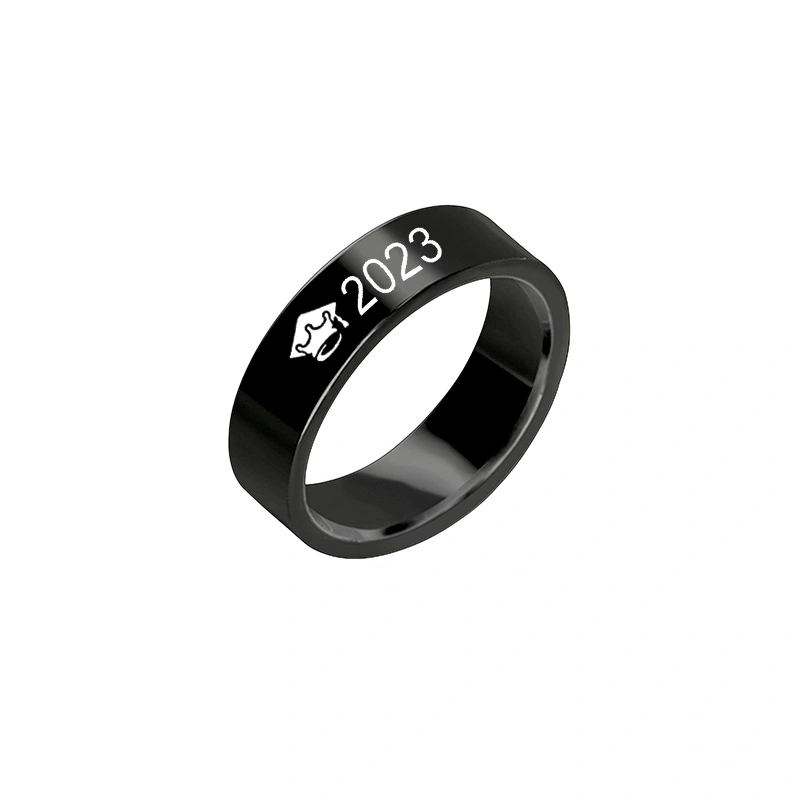 New Graduation Cap Stainless Steel Ring Silver Black For Men Women Graduation Gift