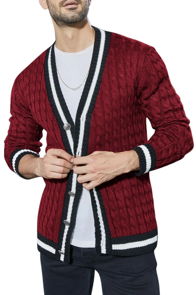 Esobo Men's Shawl Collar Cardigan Sweater Multi-Color Button Down Knitted Sweaters with Pockets