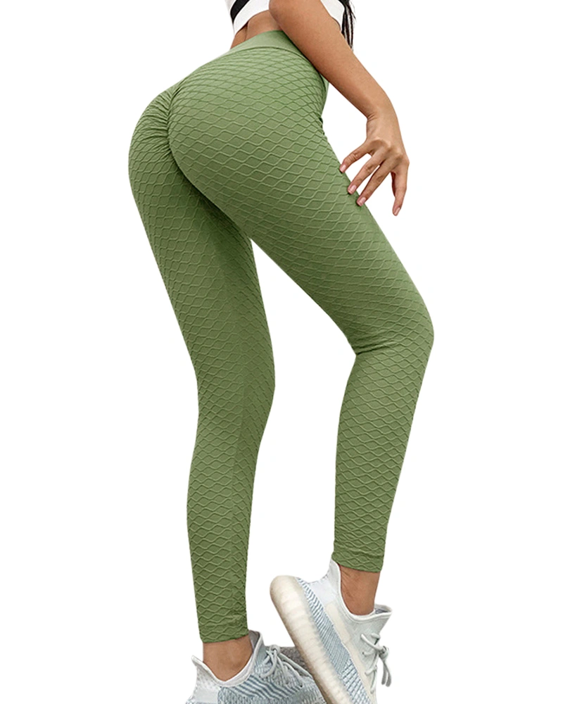 Womens High Waisted Yoga Pants Butt Lift Workout Leggings Tummy Control Booty Scrunch Textured Tights