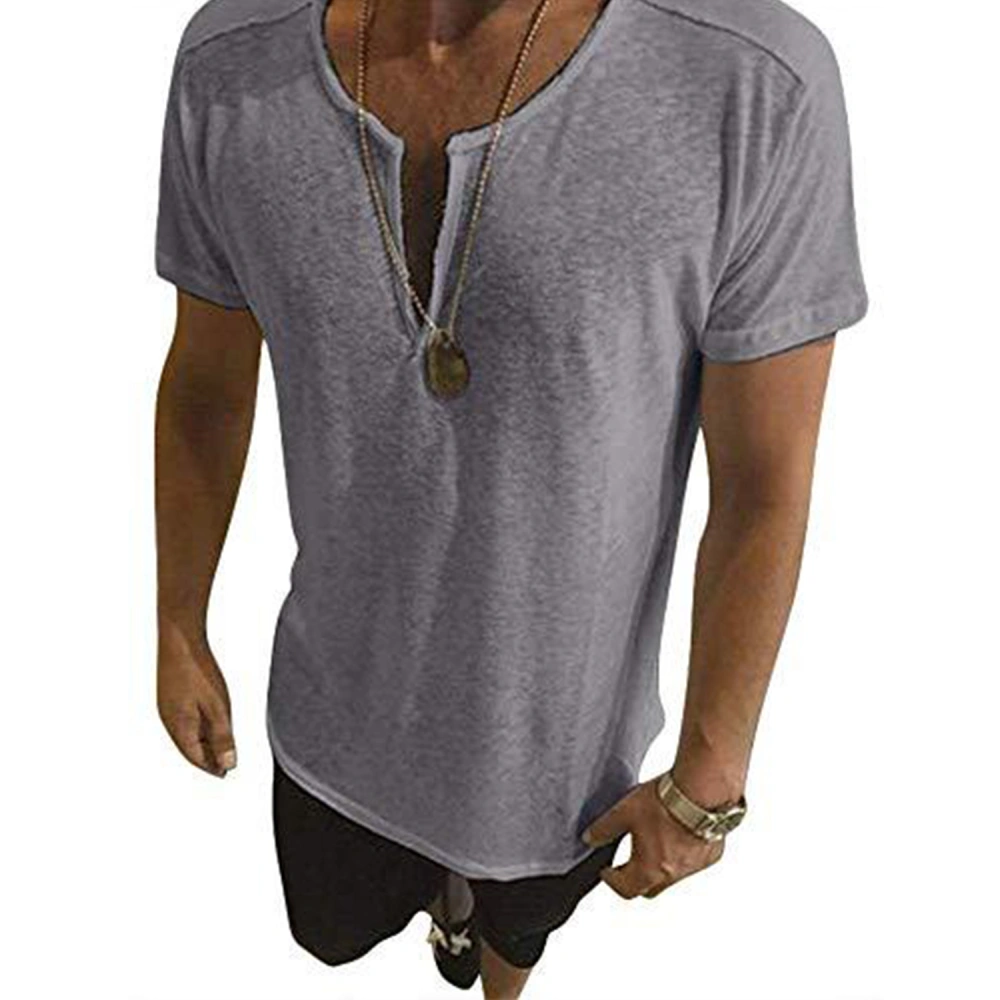 Langwyqu Men's Casual Short Sleeve V Neck T-Shirts Fashion Basic Summer Solid Tee Shirts