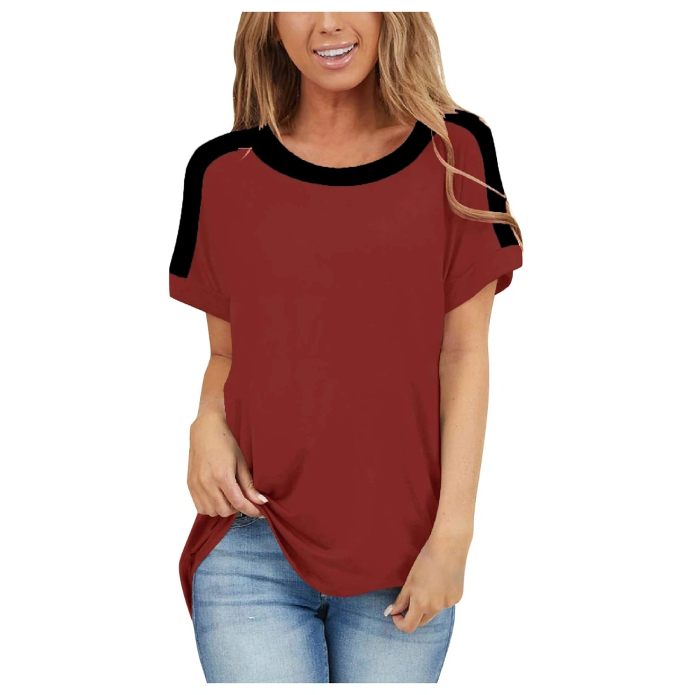 Womens Summer Tops Basic Tees Short Sleeve Shirts Crew Neck Tunic Tops Curved Hem T-Shirts Casual