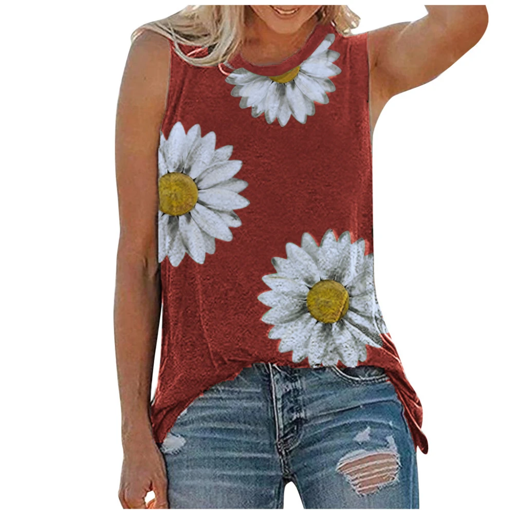 Aoysky Womens Summer Daisy Tank Tops Sleeveless Casual Loose Shirt Lightweight Workout Vest Tees