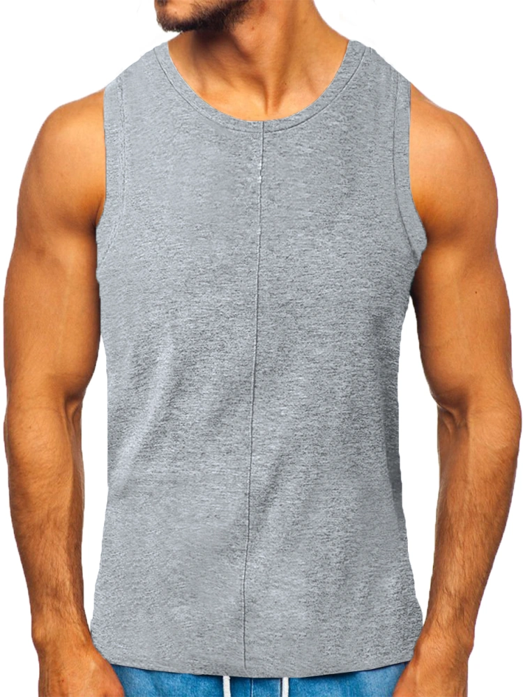 Fisoew Men's Tank Tops Sleeveless Cotton Gym Workout Muscle Tank Tops Crew Neck Shirts