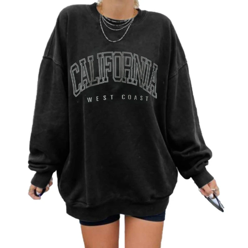 Women's Los Angeles California Oversized Batwing Long Sleeve Sweatshirts Crewneck Pullover Tops