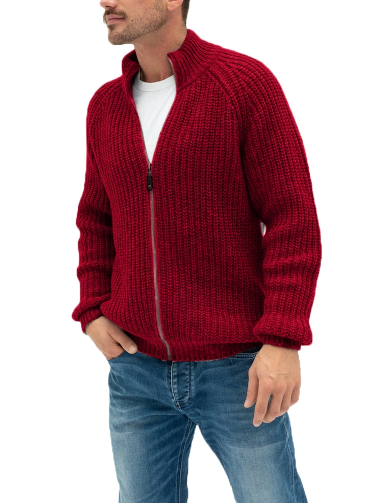 Men's Quarter-Zip Sweater Autumn Winter Thicken Knitted Pullover Polo Sweaters