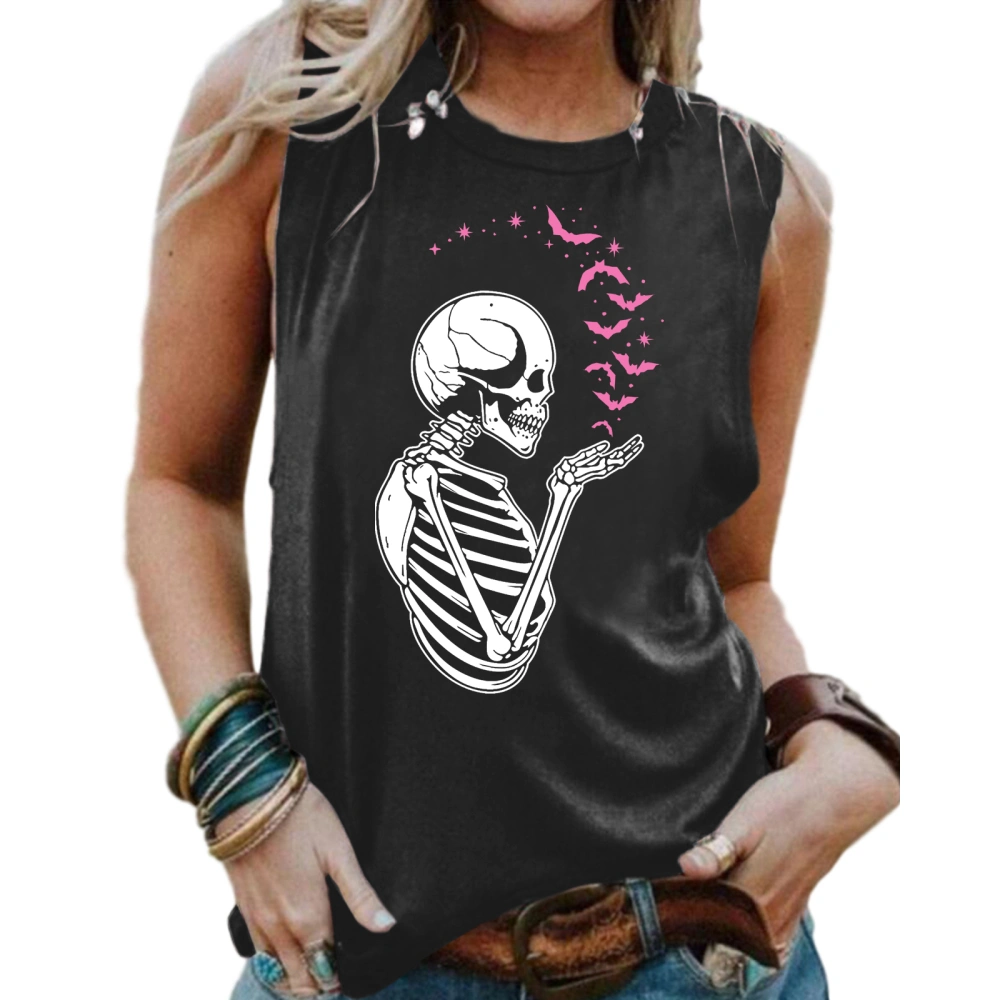 BRUBOBO Womens Funny Skull Graphic Tank Tops Summer High Neck Sleeveless Workout Tee Shirts