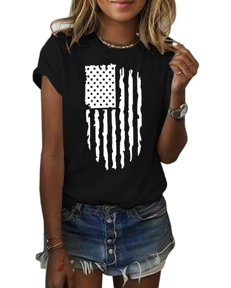 BRUBOBO Womens Cute Sunflower T Shirts Summer Short Sleeve American Flag Graphic Tops Tees