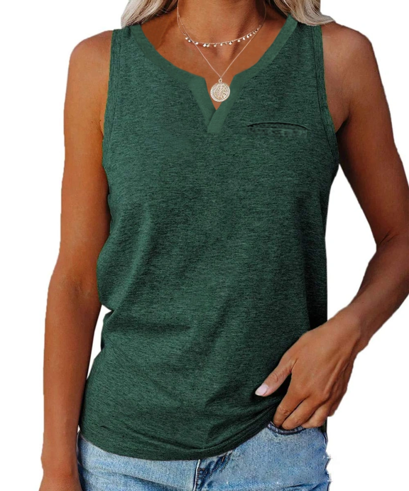 Aiopr Women鈥檚 Tank Tops V Neck Sleeveless Casual Summer T Shirts Solid Color Loose Fit Shirt Tees