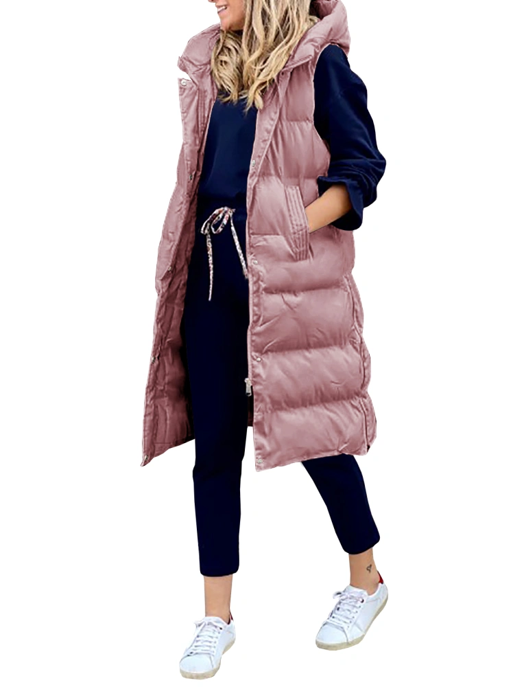 Inorin Womens Down Vest with Stand Collar Thick Hooded Sleeveless Long Coats Jacket