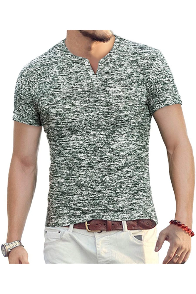 ZIWOCH Men's Short Sleeve Henley T-Shirt Casual V Neck Slim Fit Workout Gym Shirts with Button