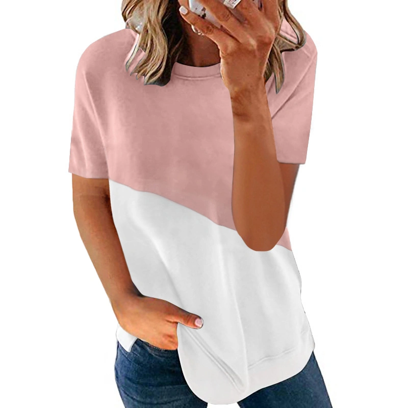 ZIWOCH Womens Short Sleeve Tops Loose Casual Crewneck Tshirts Blouses Side Split