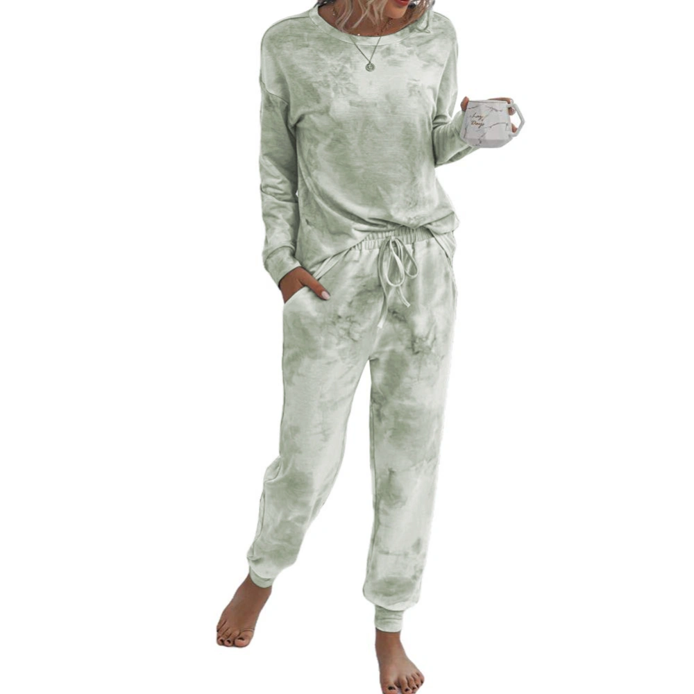 Lveberw Tie Dye Pajamas Set Women Lounge Sets 2 Piece, Long Pants Short Sleeves Tee, Sweatshirt, Sleepwear, Pjs