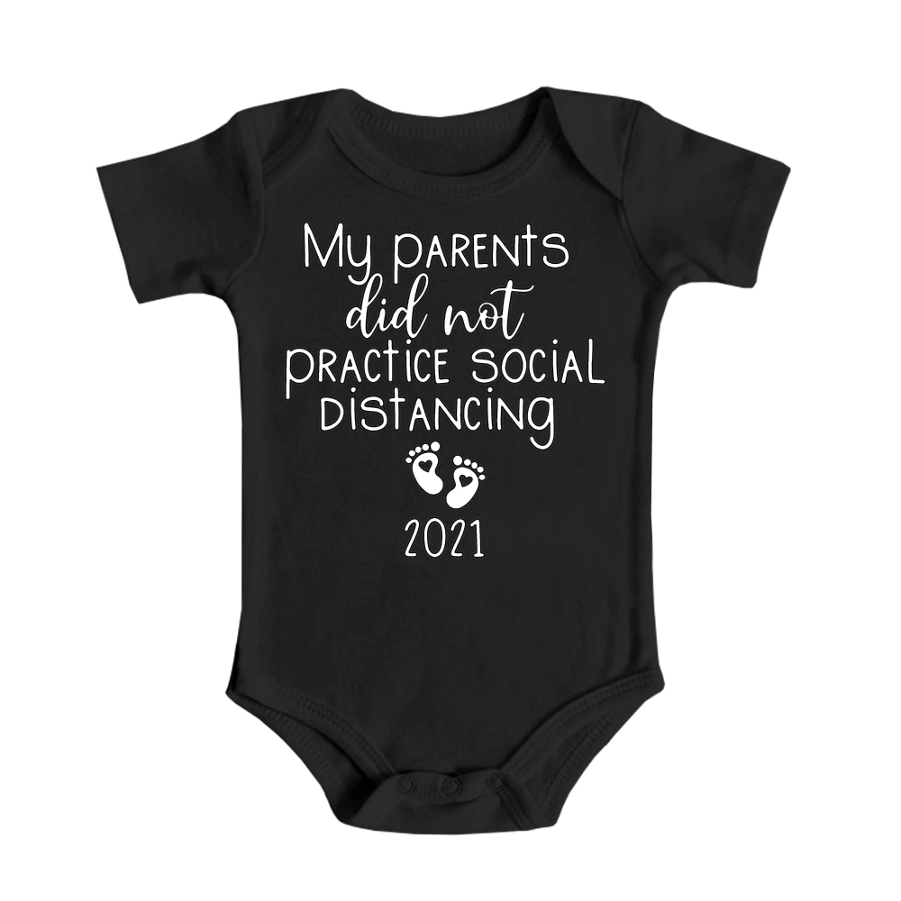 rrhss Newborn Baby Funny Social Distancing Quarantine Romper Jumpsuit Pregnancy Announcement Bodysuit Clothes Wear