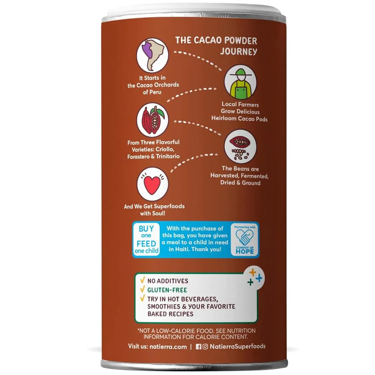 NATIERRA Himalania Organic Cacao Powder Shaker | Non-GMO & Vegan | 4 Ounce