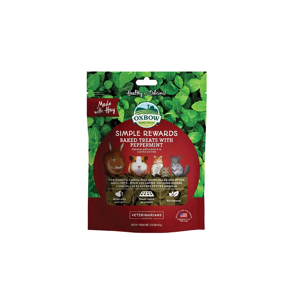 Oxbow Simple Rewards Baked Treats with Peppermint for Rabbits, Guinea Pigs, Chinchillas, and Small Pets