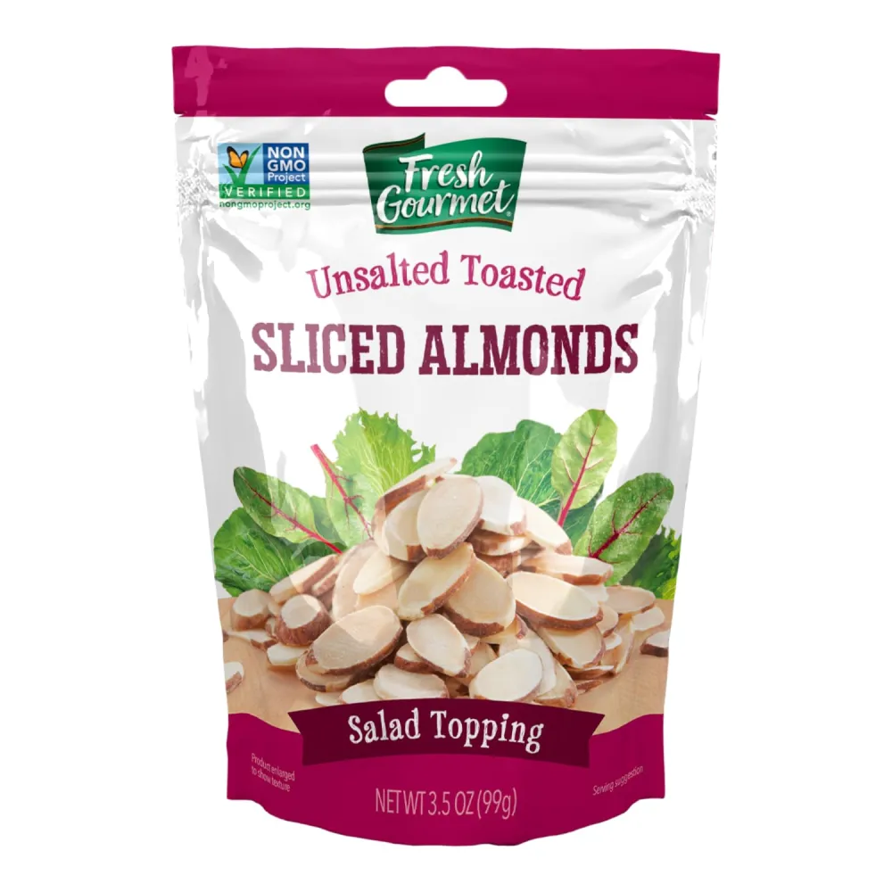 Fresh Gourmet Sliced Almonds | Toasted Flavor | 3.5 Ounce, Pack of 9 | Crunchy Snack and Salad Topper